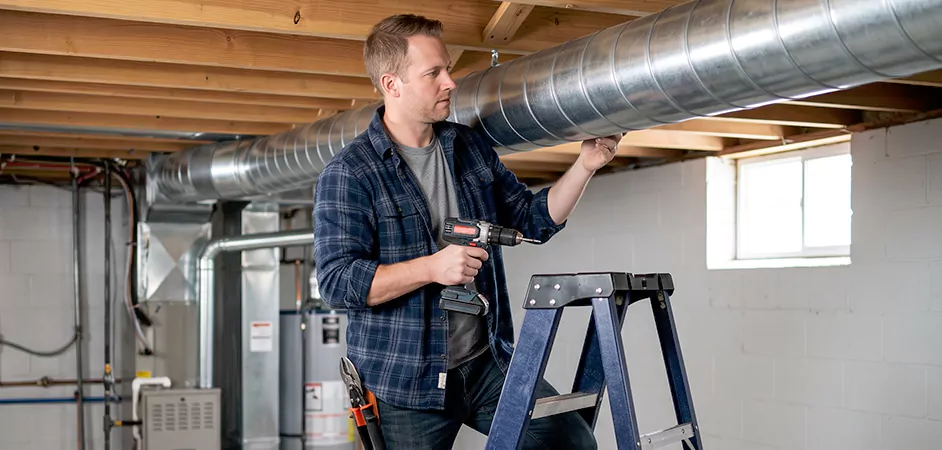 Exposed Spiral Ductwork in Havre de Grace