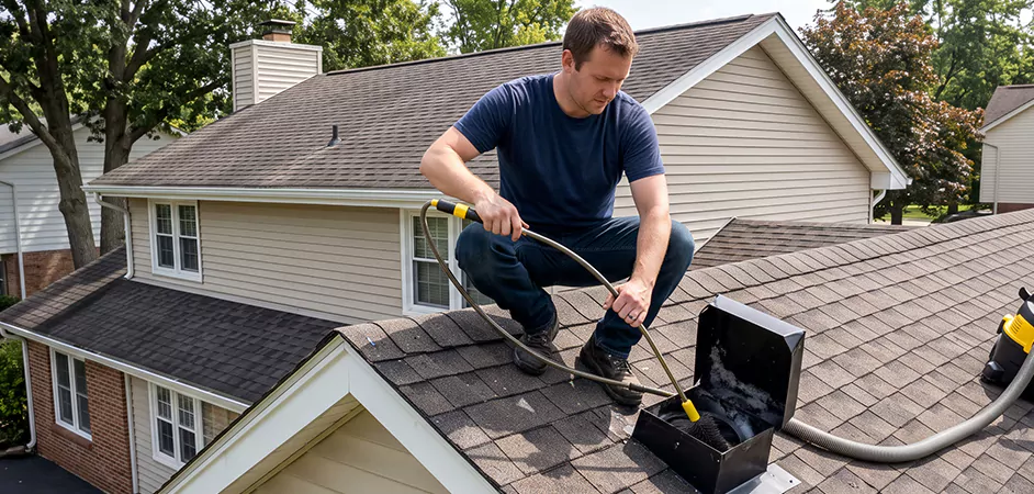 Multi-Story Roof Dryer Vent Cleaning in Havre de Grace